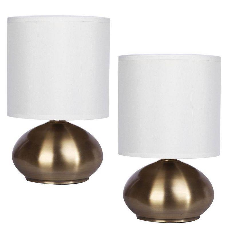 9.25&#34; 2pk Matching Small Touch Table Lamp Set Gold - Cresswell Lighting, 1 of 7