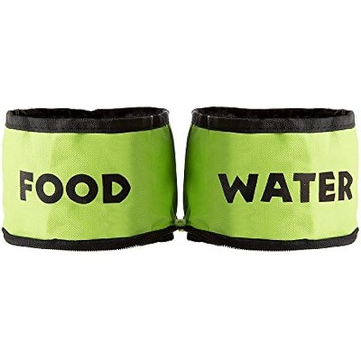 PETMAKER Collapsible Travel Pet Bowls Set of 2 for Dogs Or Cats Green