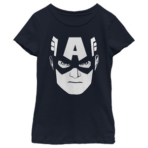 Girl's Marvel Cap Big Face T-Shirt - 1 of 4
