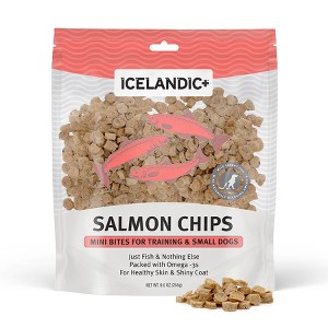 Icelandic+ Mini Fish Chips: Salmon 9oz - Dog Treats, for Training & Small Dogs, 2 Ingredient Air-Dried Crunchy Chips - 1 of 4