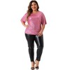 Agnes Orinda Women's Plus Size Metallic Round Neck Short Sleeve Summer Carnival Party Blouses - 3 of 4