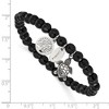 Chisel Stainless Steel Antiqued and Turtle and Tree of Life Dangles 6mm Black Agate Beaded 6.25" Stretch Bracelet - 4 of 4