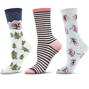 MeMoi 3 Pair Women's Winter-Themed Novelty Crew Socks - 1 of 4