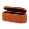 TIRAMISUBEST Modern Oval Storage Bench, Upholstered Boucle End of Bed Bench, Stool with Safety Hinge for Bedroom, Living Room, Entryway, Orange - 2 of 4