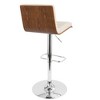 Faux Leather Cushioned Adjustable Swivel Barstool with Bent Wood Back and Chrome Footrest for Kitchen or Home Bar - 4 of 4
