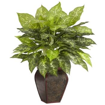 Nearly Natural 23-in Dieffenbachia w/Decorative Vase Silk Plant