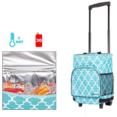 Blue Moroccan Tile Insulated Rolling Cooler with Wheels