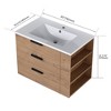 30" Floating Bathroom Vanity with Resin Sink, 30 Inch Single Sink Wall Mounted Bathroom Vanity with 3 Drawers - 2 of 4
