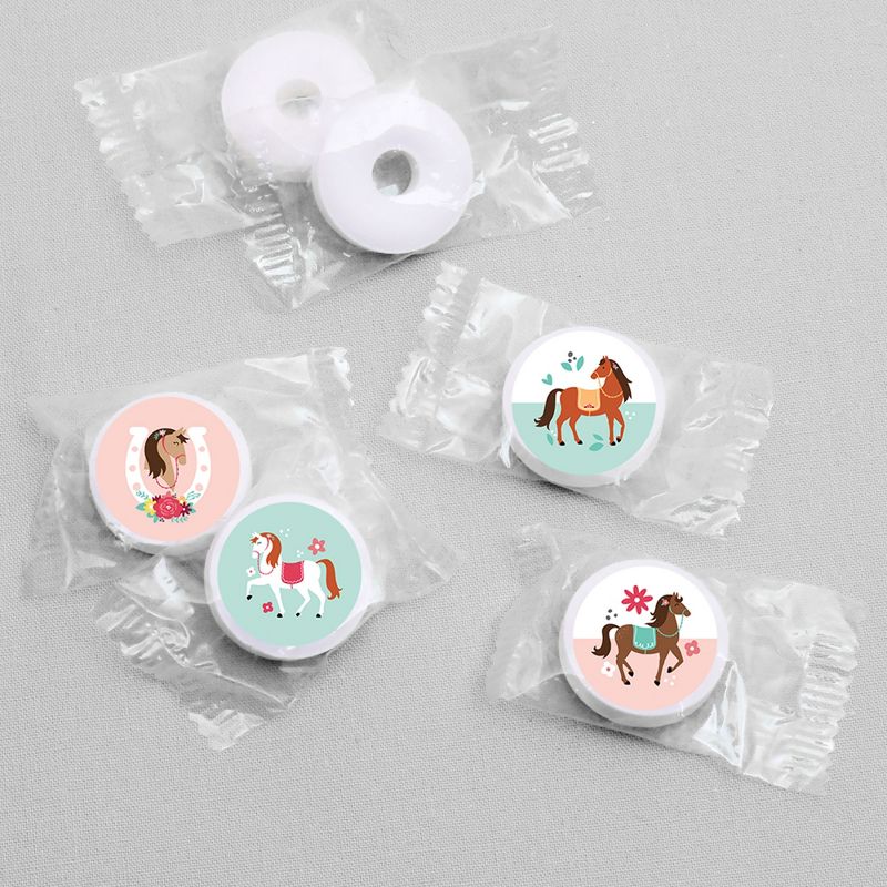 Big Dot of Happiness Run Wild Horses - Pony Birthday Party Round Candy Sticker Favors - Labels Fits Chocolate Candy (1 sheet of 108), 3 of 6