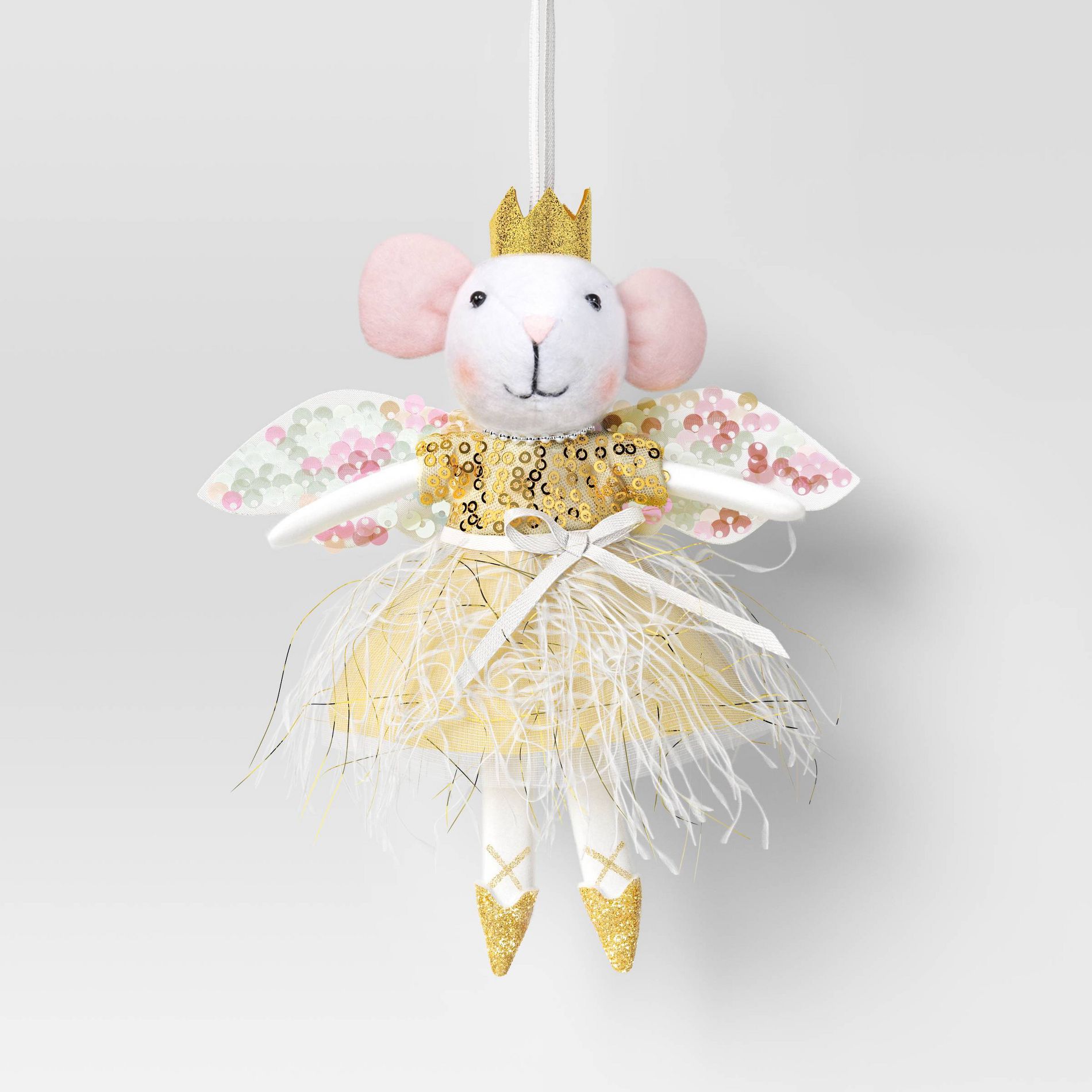 4.5" Christmas Golden Mouse with Crown Ornament - Wondershop™