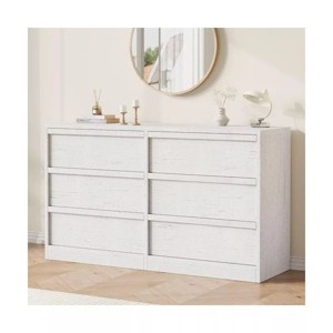 Dresser Chest of Drawers, Modern Double Dresser Organizer with Concave Handles, Wooden Chest of Drawers for Bedroom - 1 of 4
