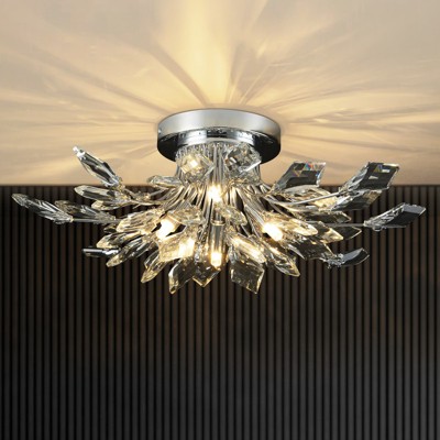 Rennnsan Embrith 21" W 4 - Light Sputnik Crystal Modern Glam Dimmable Semi Flush Mount in Silver