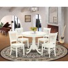 HomeStock 5-Piece Kitchen Dining Set- 4 Wooden Chair and Dining Table - Wooden Seat and Slatted Chair Back - Linen White Finish - 2 of 4