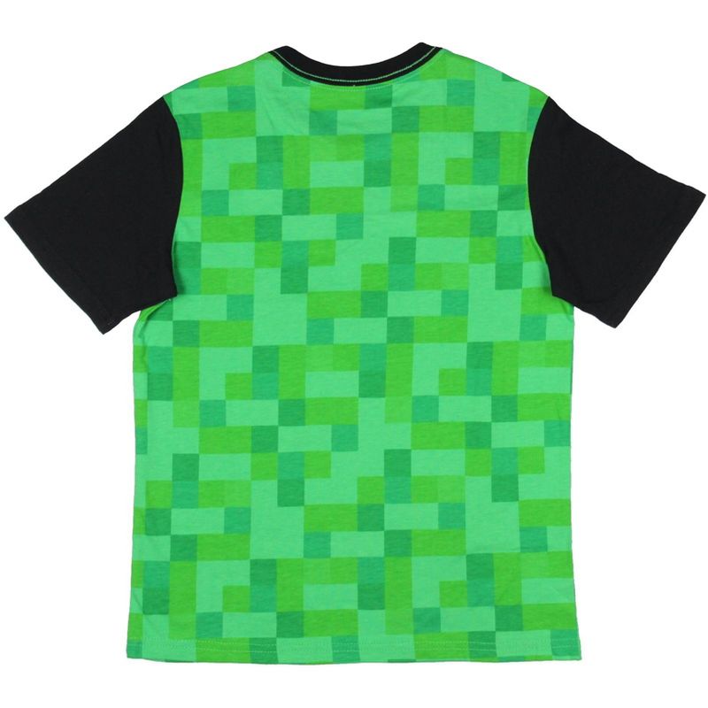 Minecraft Boys' Creeper Pixel Squares Face Graphic Ringer T-Shirt, 4 of 5