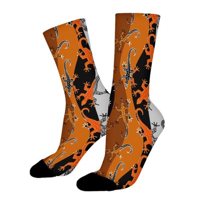 Lizards Patchwork Style Women Printed Crew Socks Funny Funky Socks Soft Polyester Novelty Gifts for Artists Men