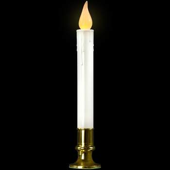 Northlight 9" White LED Flickering Christmas Candle Lamp with Brass Base