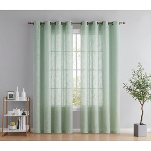 HLC.ME Abbey Faux Linen Textured Semi Sheer Privacy Light Filtering Window Grommet Thick Curtain Panels, Set of 2 - 1 of 4