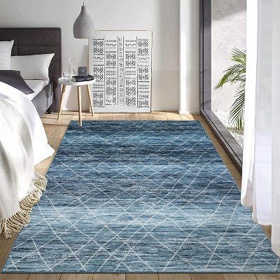 Machine Washable Modern Distressed Rug for Living Room, Ultra-Soft Low-Pile Non-Slip Carpet for Bedroom Dining Room Office