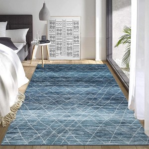 Machine Washable Modern Distressed Rug for Living Room, Ultra-Soft Low-Pile Non-Slip Carpet for Bedroom Dining Room Office - 1 of 4