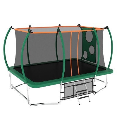 HFYee 1214/8*14FT Round Jump Trampoline Enclosure & Ladder for Backyard Fitness for Ages 8+