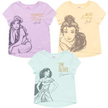 Disney Princess Cinderella Belle Moana Girls 3 Pack Tank Top Shirts Toddler  To Big Kid : Target
