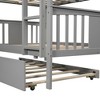 NicBex Full Size Bunk Bed Convertible Design Wood Frame Bed Frame with Trundles, Ladder and Full Length Guardrail, No Box Spring Required - 4 of 4