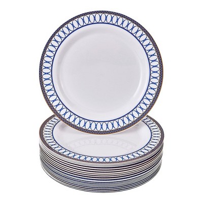 Silver Spoons Floral Embossed Plastic Plates for Party, Heavy Duty Disposable Dinner Set, (20 PC), Renaissance Collection