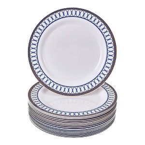 Silver Spoons Floral Embossed Plastic Plates for Party, Heavy Duty Disposable Dinner Set, (20 PC), Renaissance Collection - 1 of 2