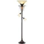 Regency Hill Traditional Torchiere Floor Lamp Tree 72" Tall Bronze Adjustable Alabaster Glass Shades Slide Dimmer for Living Room Reading
