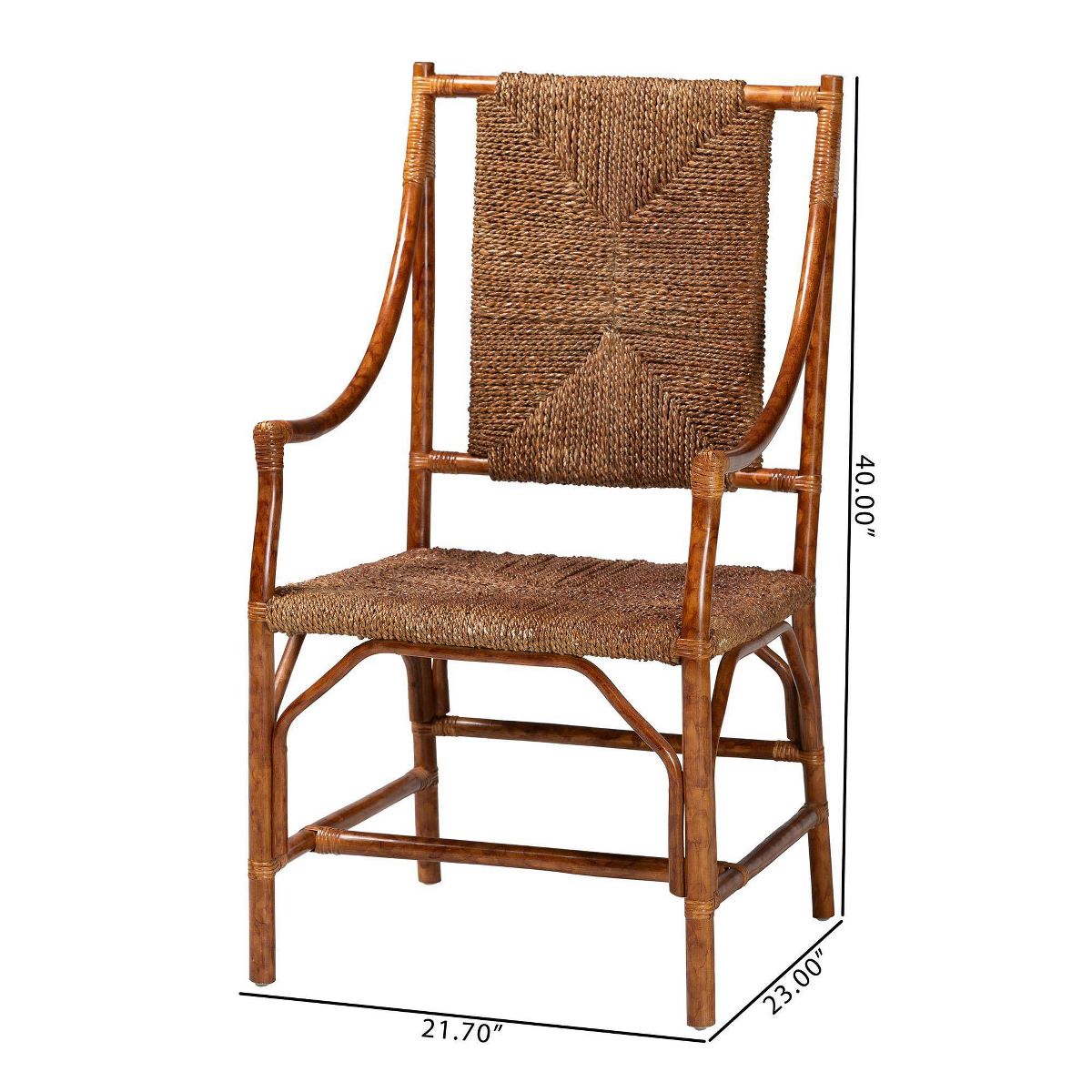 bali & pari Ramos Marbled Tortoise Natural Rattan and Seagrass Armchair Marbled Tortoise Brown/Natural Brown - thumbnail 9