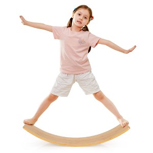 Babyjoy Wooden Wobble Balance Board 35.5" Rocker Yoga Curvy Board Toy Kids Adult - 1 of 4