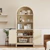 Okak Arched Display Cabinet, Storage Cabinet with 2 Doors and 3 Shelves, Freestanding Cabinet for Living Room, Bedroom and Office, Natural - 2 of 4