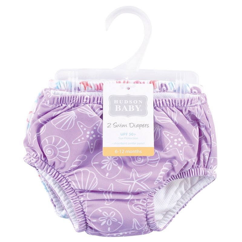 Hudson Baby Infant and Toddler Girl Swim Diapers, Sea Shells, 3 of 6