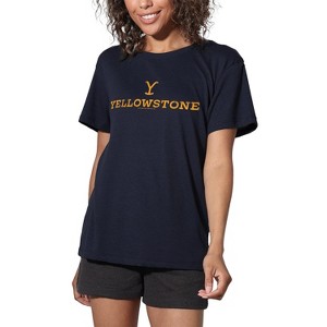 Women's Yellowstone Logo With Y Brand Loose T-Shirt Navy - 1 of 4