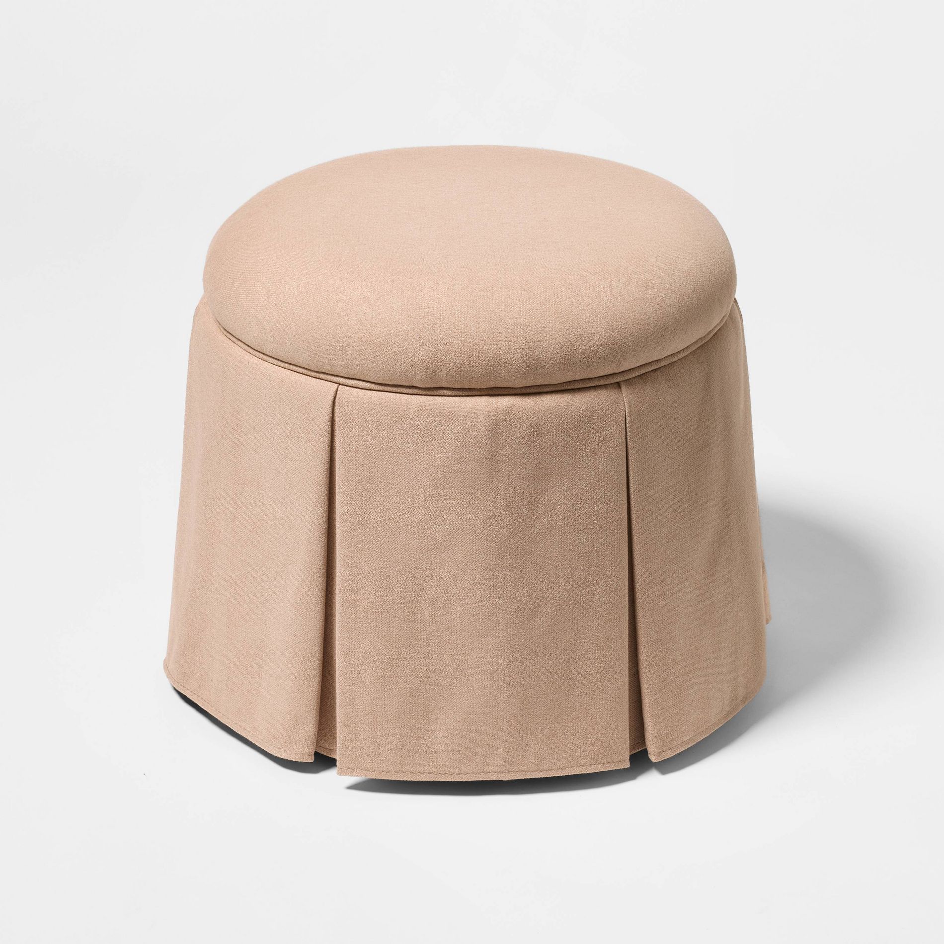 Box Pleat Skirt Storage Ottoman Performance Fabric Blush - Threshold™ designed with Studio McGee