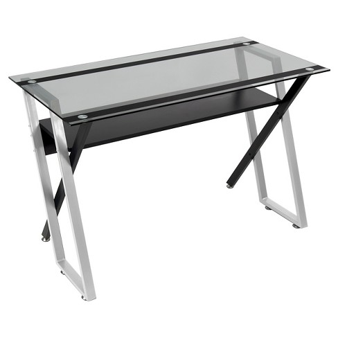 Colorado Metal And Glass Laptop Writing Desk Black Silver