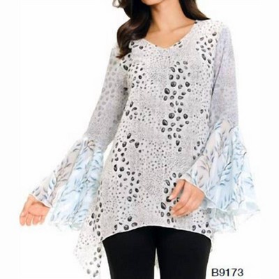 Women's Chiffon Top With Bell Sleeves - Adore