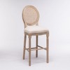 Gulches French Country Wooden Barstools Set of 2 Beige & Natural Rattan Back Upholstered Seating for Coffee Shop Bar Bistro - 2 of 4