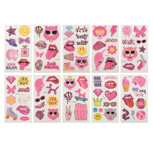 Unique Bargains Realistic Butterfly Pattern Fake Tattoos Pink Red 10 Pcs - 1 of 4