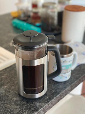 OXO French press cafetiere and Betty's cakes