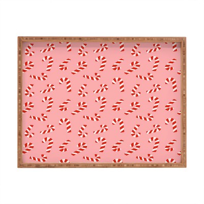 Lathe & Quill Candy Canes Pink Rectangular Tray -Deny Designs
