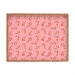 Lathe & Quill Candy Canes Pink Rectangular Tray -Deny Designs - 1 of 2