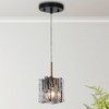LNC Echonalyri 1-Lights 4.7" Modern Cylinder Pendant  Lights, Polished Gold and Matte Black with Smoked Gray Ribble Glass - 2 of 4