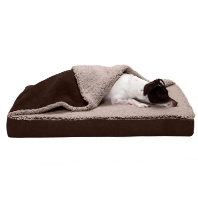 FurHaven Berber & Suede Blanket Top Memory Top Dog Bed