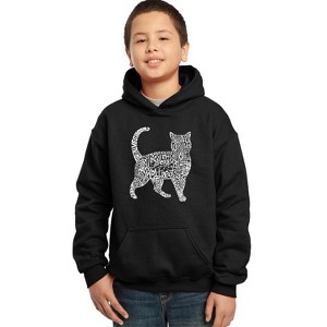 LA Pop Art Boy's Word Art Hooded Sweatshirt - Cat - 1 of 4