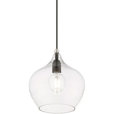 Aldrich Black and Brushed Nickel Glass Pendant Light