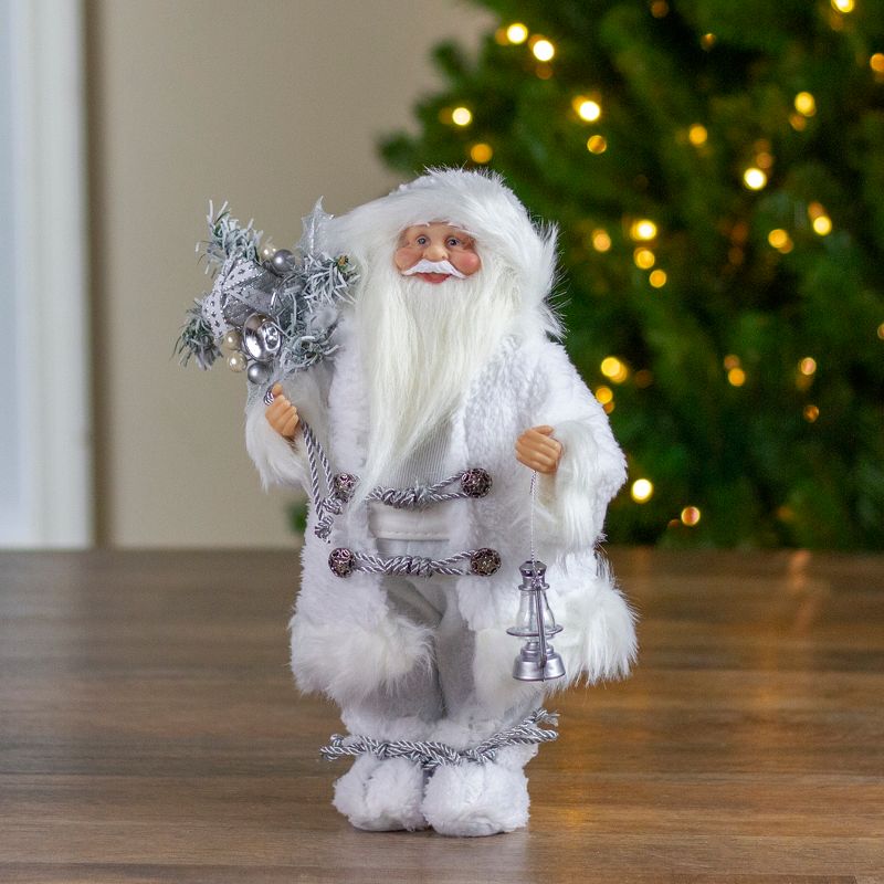 Northlight 12" White Standing Santa Claus Christmas Figure with Lantern, 5 of 6