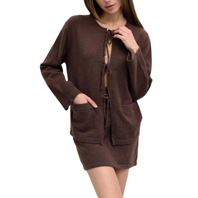 Women's Knit Sweater Tie Front Cardigan - MOD REF
