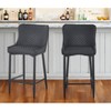 HomeRoots Set of Two 30" Gray and Black Faux Leather and Metal Low Back Bar Height Bar Chairs - 2 of 4