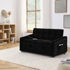 Loveseats Sofa Bed With Side Storage Bag Adjustable Backrest 105° - 180° Copper Nail Decoration Type C USB Charging Pull-Out Bed For Living Room - 3 of 4